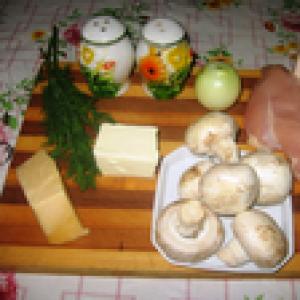 Картофельные лодочки с грибами и сыром